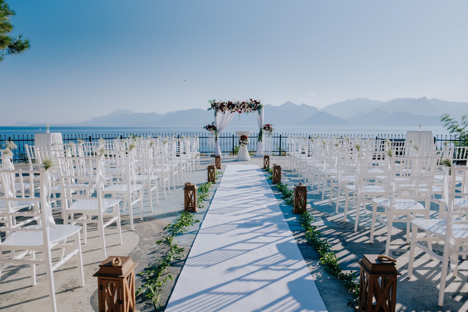 Enchanting Wedding ceremony setting at sunset